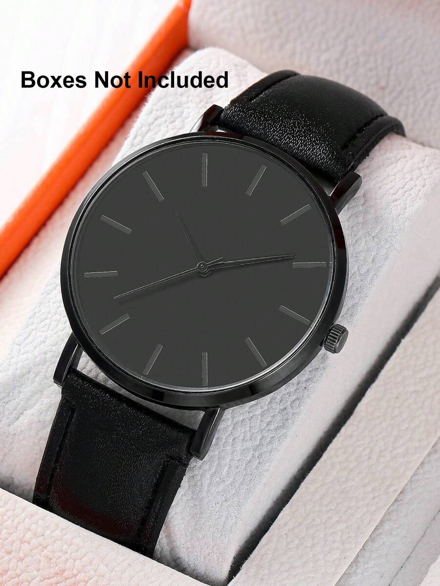 Men Minimalist Round Pointer Quartz Watch