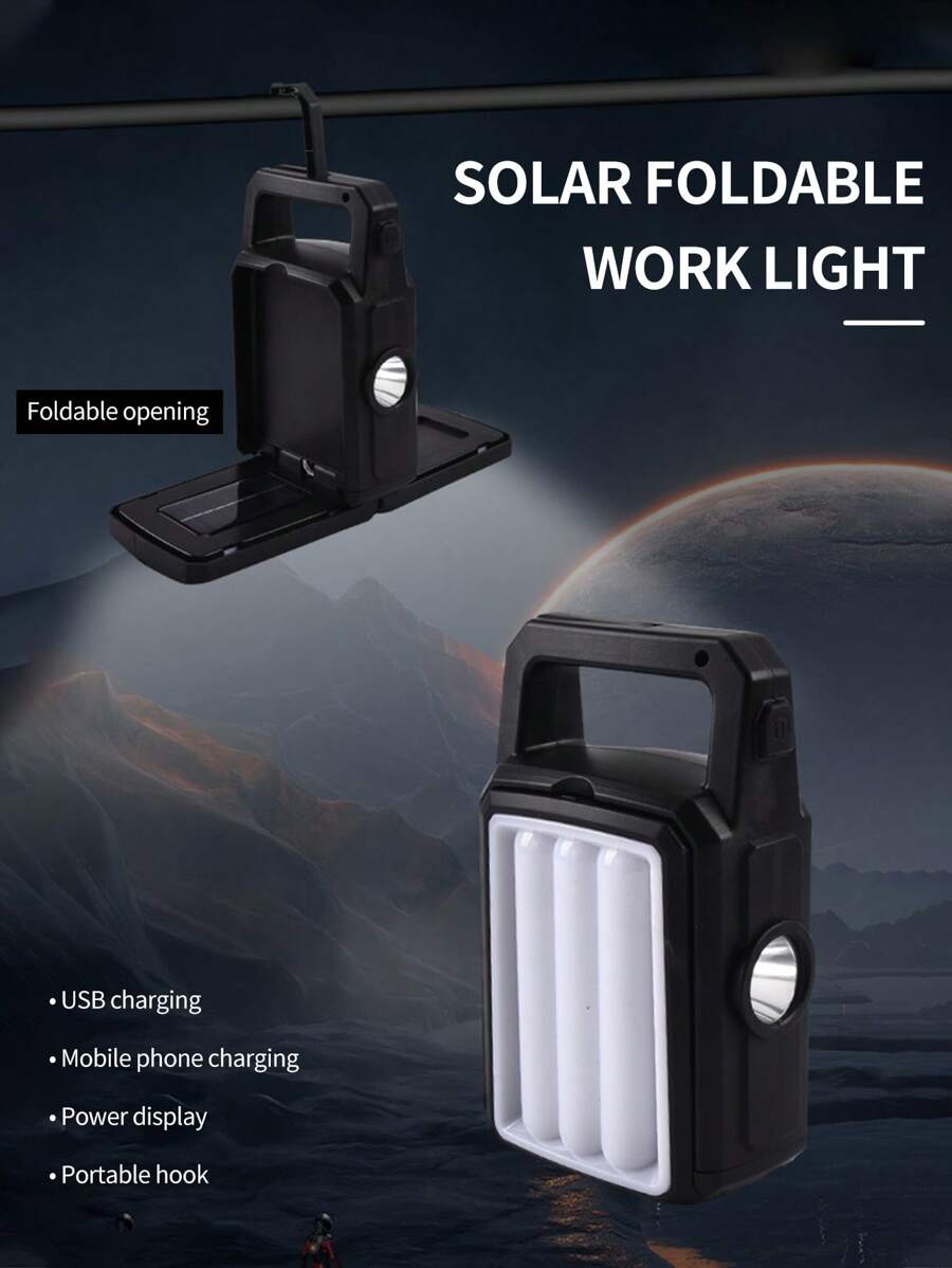 1pc Solar Powered LED Flashlight With USB Charging Cable, Multi-Purpose ...