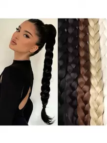 长款编织马尾接发带发带直发环绕式接发马尾自然柔软合成假发女士日常佩戴圣诞新年狂欢音乐节使用 16 英寸 26 英寸 30 英寸 34 英寸 1 件黑色 - 黑色 - 查看 1