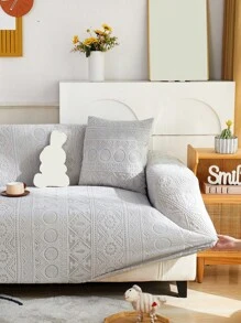 1pc Universal Elastic Sofa Cover, Easy Fit, Four Seasons, Anti-Scratch Sofa Slipcover, Slouchy Full Cover Furniture Protector - Light Grey - View 7