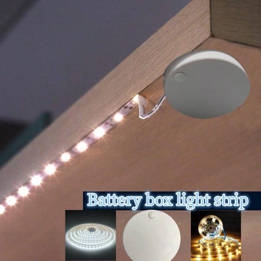 1pc Round Batterypowered Led Strip Light With Dimmable Switch, Using 4pcs 3a Batteries