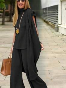 Three-Piece Ensemble Set, Pants And Top - Black - View 2