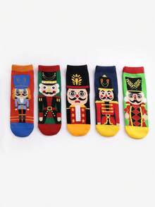 男孩、女孩、男人和女人專屬的可愛核桃夾圖案筒狀襪子,3/5雙一組 - 舒適、時尚、無臭味!高彈性、緊身襪子,非常適合秋冬聖誕節 - 彩色 - 查看 13