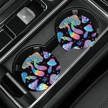 汽車鑲鑽杯墊杯墊圓形軟橡膠防滑墊汽車杯隔熱墊 - 彩色 - 查看 3