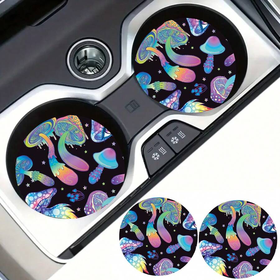 汽車鑲鑽杯墊杯墊圓形軟橡膠防滑墊汽車杯隔熱墊 - 彩色 - 查看 1