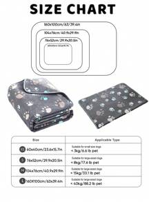 1入組珊瑚絨毛掌印寵物毛毯，適用於小型、中型和大型貓狗，室內外使用，冬季保溫，隨機邊緣顏色 - 深灰色 - 查看 10