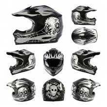 TCMT Dot Youth Motorcycle Off-Road Helmet Full Face Motocross Street Dirt Bike Mountain Bike BMX MX ATV Helmet+Goggles+Gloves - 黑色 - 查看 2