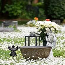 1入組寵物天使紀念裝飾品,用於寵物墓地標誌、墓碑、寵物悼念花園樁、防水墓地標誌、花園墓地裝飾 - 黑色 - 查看 3