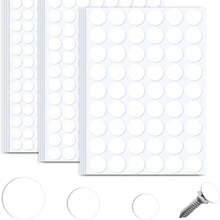 12 Sheets 1160pcs Screw Hole Stickers, 3 In 1 Self-Adhesive Screw Hole Stickers Plastic Screw Cap Covers Sticker For Wood Cabinets Furniture Screws White(12mm,15mm,21mm) - White - View 1