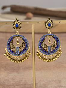 1 對復古波西米亞風格水鑽和鐘形裝飾女式吊墜耳環 - 復古 - 查看 3