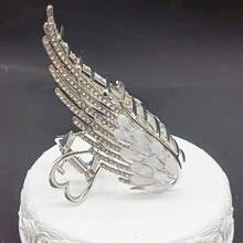 1pc Women's Rhinestone Inlaid Angel Wing & Cat Eye Stone Hair Clip, Uncommon Yet Unique, Suitable For Daily Use - Silver - View 6