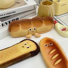 1個面包造型化妝刷收納袋,大容量學生個性化文具盒和筆袋。適用於隨身攜帶。化妝品收納 - 黃色 - 查看 3