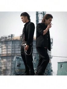 1入金屬裝飾腰鏈,嘻哈風格男士鏈掛,時尚牛仔和朋克褲鏈,時尚配件 - 黑色 - 查看 8