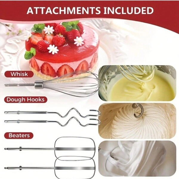 Electric Hand Mixer With Whisk, Traditional Beaters, Hand Mixer