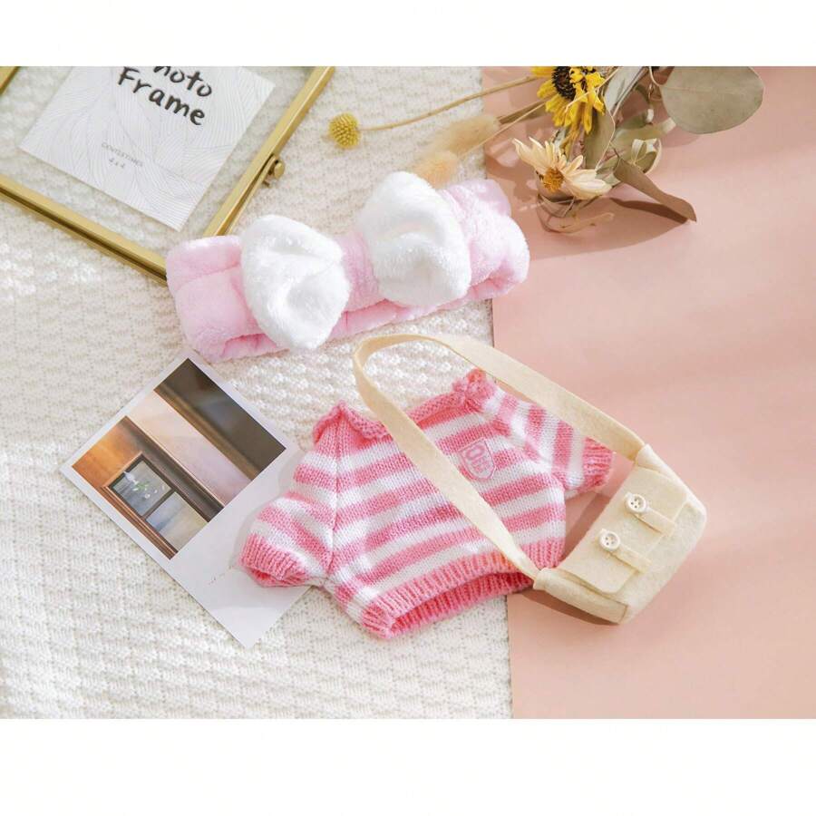 LALAFANFAN Conjunto De Ropa De Moda Para Animal De Peluche De 30 Cm, Diadema+sudadera+bolsa (que Se Puede Abrir)