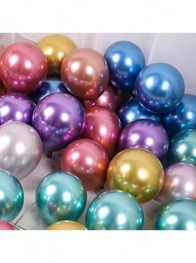 10个12英寸彩色镀铬金属圆形乳胶气球，适用于婚礼生日周年派对装饰 - 1 - 查看 5