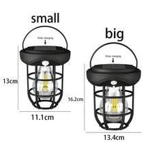 1pc戶外防水太陽能充電掛鉤帳篷鎢絲馬燈人體感應露營氛圍照明 - 暖黃色 - 查看 2
