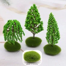 1入迷你風景模型樹,適用於戲劇場景,塑料建築樹 - 綠色 - 查看 3