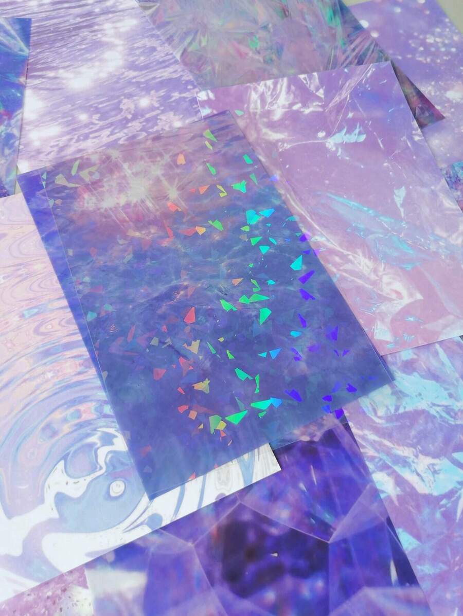 14pcs/Pack Large Size Light And Shadow Glitter Textured Material