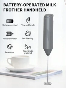 CLITON 1 Pieza Batidora De Leche Potente, Portátil Con 2 Baterías Aa Para Hacer Espuma Para Lattes - Batidor Mezclador Para Café, Mini Batidor De Espuma Para Capuchino, Frappé, Matcha, Chocolate Caliente, Con Soporte, Para El Día Del Padre, Día De La Madre, Navidad, Día De Acción De Gracias, Halloween, Día De San Valentín Regalos - Gris - Ver 3