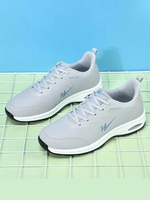 SHUANGXING 男性輕量級氣墊吸震跑鞋,冬季休閒時尚低幫灰色運動鞋 - 灰色 - 查看 5