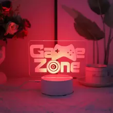 1 件 RGB 台灯，游戏区系列，RGB 游戏装饰台灯，适用于卧室、宿舍、游戏室，炫酷生日/节日礼物 - 彩色 - 查看 3