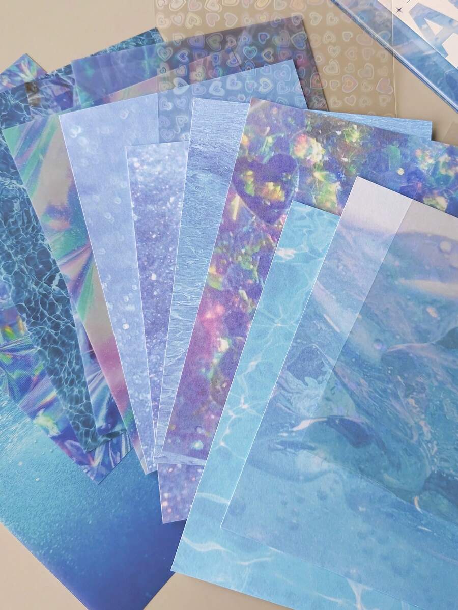 14 Piezas/pack Etiqueta Adhesiva De Material Texturizado De Brillo De Luz Y Sombra De Tamaño Grande De 3 Tipos De Materiales, Etiquetas Adhesivas De Fondo Decorativas Para Diario, Diario De Basura, Planificador