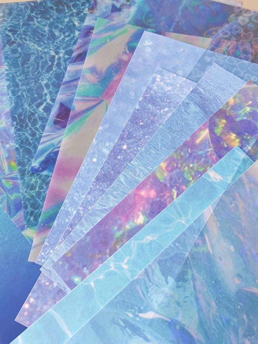14pcs/Pack Large Size Light And Shadow Glitter Textured Material