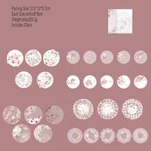 無盡花環系列diy剪貼簿裝飾材料套裝,多種材質圓形點綴,43入組 - 粉色 - 查看 1