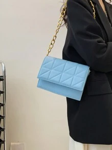 Women's Shoulder Bag, Chain Bag, Mini Square Bag, Quilted Bag, Lightweight Mini Bag, Suitable For Commuting, Casual, Daily Matching, Dating, Work, Student And Other Occasions - Baby Blue - View 2