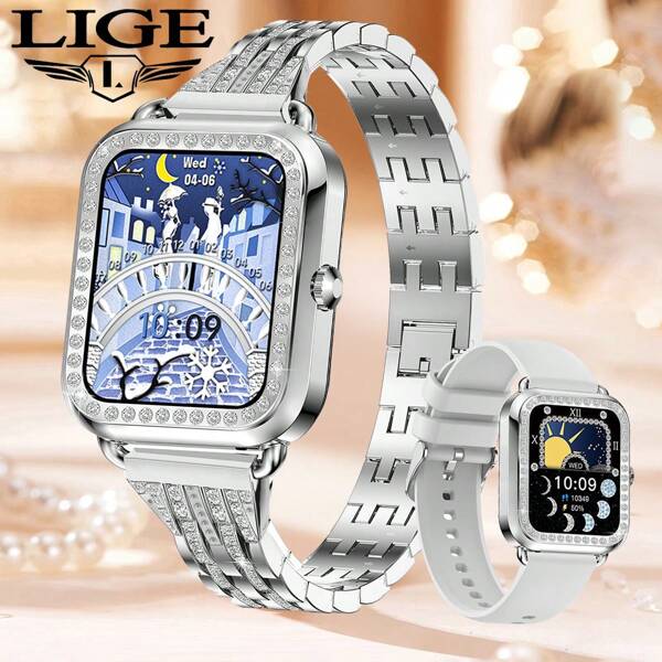 LIGE Lige 1.59 Montre Intelligente À Cadran Haute Définition Pour Femmes Appel Vocal Pression Artérielle Bracelet De Sport À Cadran Personnalisé Exquis Montre Intelligente Étanche Ip67 Pour Femmes