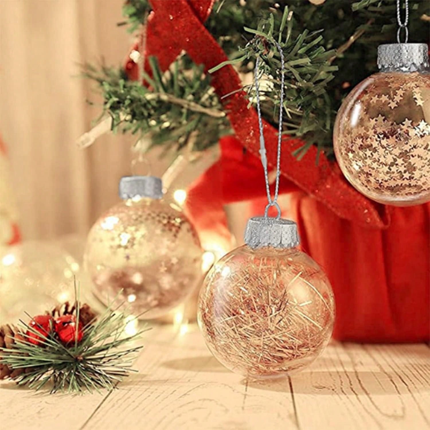 100pcs Silver Christmas Ornament String With Precut Polyester Cord And