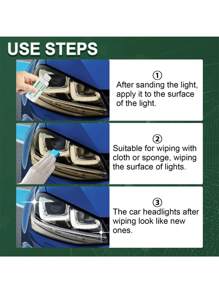 汽車頭燈修復磨光劑,頭燈清潔劑,擦傷修復,紫外線防護,去除變黃,刮痕和氧化 - 白色 - 查看 4