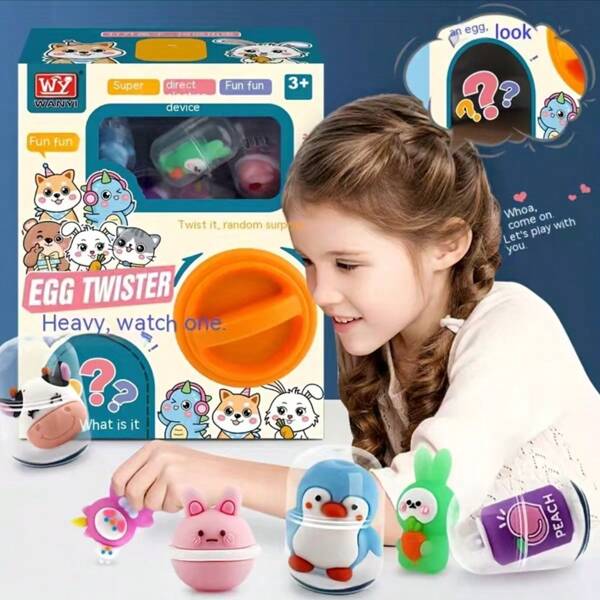 1 set de machine à capsules Gashapon populaire en ABS pour enfants avec 6 capsules de jouets aléatoires. Distributeur en carton et emballage de capsules en plastique. Jouets boîte surprise, cadeau pour enfants pour Halloween, Noël