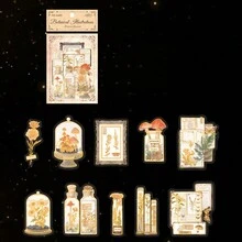 MOCARD 1 包/20 张仿古花和金箔主题美学贴纸，用于装饰规划师、DIY 装饰、手机、笔记本电脑、剪贴簿和日记本 - 橘色 - 查看 10