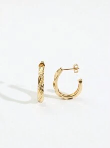 Glossy Geometric Shape Design Stud Earrings Fully Inlaid  Earrings Retro Simple Style Delicate Female Gift Christmas Gift Valentine's Day Gift birthday Gift - Multicolor - View 26