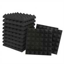 12pcs Black Pyramid Acoustic Foam Panels 30*30*5cm High Density Flame Resistant Soundproof Foam - Black - View 1