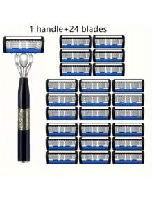 Máy cạo râu thủ công 7 lớp, dao cạo lưỡi kép cổ điển bằng thép không gỉ, máy cạo râu thủ công râu ria mép cổ điển - Nhiều màu - Xem 9