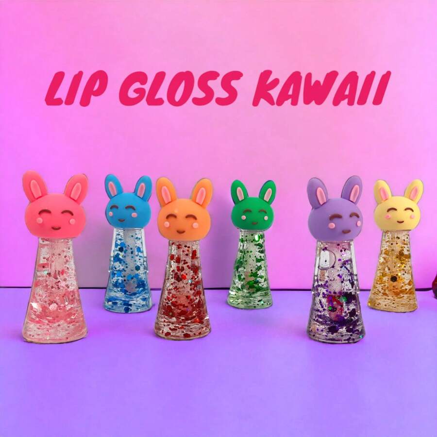 Lip gloss con diseño de conejo.(6 pz) - Multicolor - Ver 1