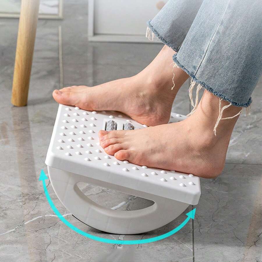 1pc Plastic Footstool With Anti-Slip Feet For Home & Office, Under Desk - White - View 1
