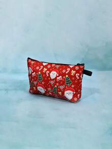 聖誕節靈感的尼龍印花化妝包和便攜式組織器,雙拉鍊,旅行必備,多功能包聖誕禮物袋,適合聖誕派對,媽媽禮物,奶奶禮物