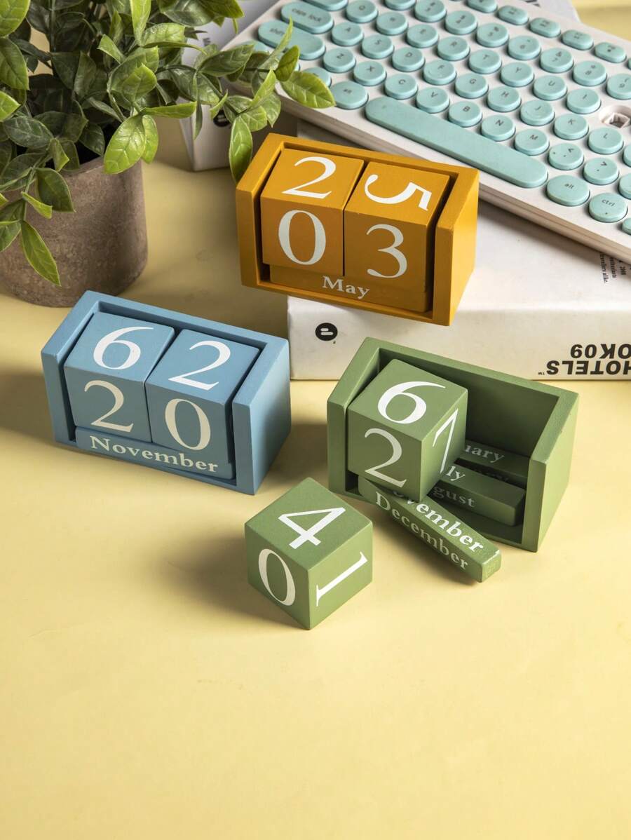 1pc Wooden Calendar Creative Gift For Students And Children, Can Be Used As A Desktop Decoration, Diy Accessory - Multicolor - View 1