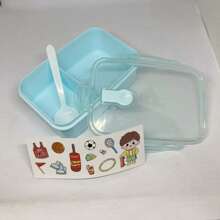 Marmita pote de plastico comtampa, lancheira, bento box, adesivos diy - Azul - Visão 3