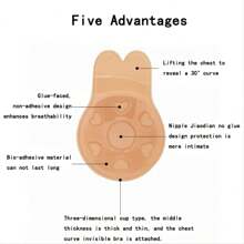 1 /3 pairs of women's silicone strapless adhesive bra, rabbit ear self-adhesive adhesive bra, non-trace silicone invisible bra, breast lift adhesive bra, reusable silicone nipple stickers, women's underwear and underwear accessories, suitable for wedding dresses, party dresses