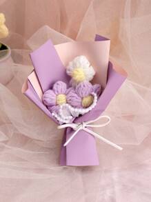 1 bó hoa dệt kim thủ công, trang trí nhà tự làm cắm hoa để làm quà tặng lễ hội sáng tạo - Màu tím - Xem 4