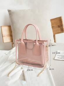 Mini Transparent Inner Bag 196 Chain Crossbody Bag For Women - Pink - View 3
