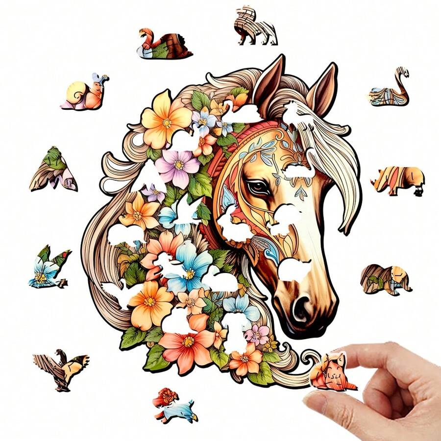Wooden Puzzle Color Horse Gift Box Beautiful Gift Irregular Shape