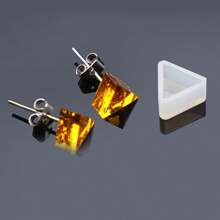 4pcs Crystal Epoxy Resin Mold Set, Mini Cat, Cube, Triangle, Stone Shaped Earring Pendant DIY Jewelry Making Mold - White - View 4