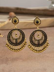 1 對復古波西米亞風格水鑽和鐘形裝飾女式吊墜耳環 - 復古 - 查看 13