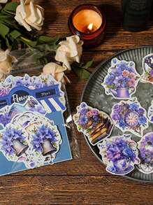 20pcs/pack Weekend Flower Shop Series Special Oil And Paper Flowers Collage Stickers - Blue - View 1